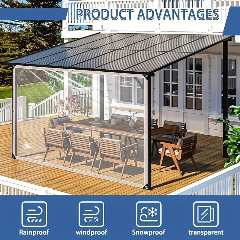 Transparent Waterproof Tarp with Eyelets and Drawstring Closure for Outdoor Use