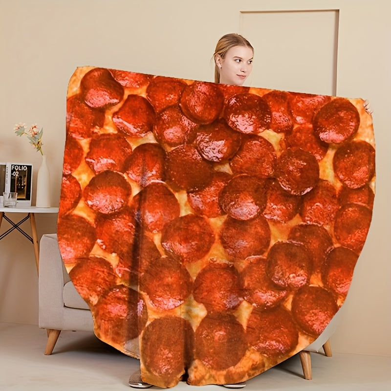 Flannel Food Print Blanket Soft Warm Multi-Functional for Couch Bed Camping Travel