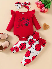 Newborn Baby Girl Clothing Set Long Sleeve Animal Letter Print Spring Autumn 3-Piece