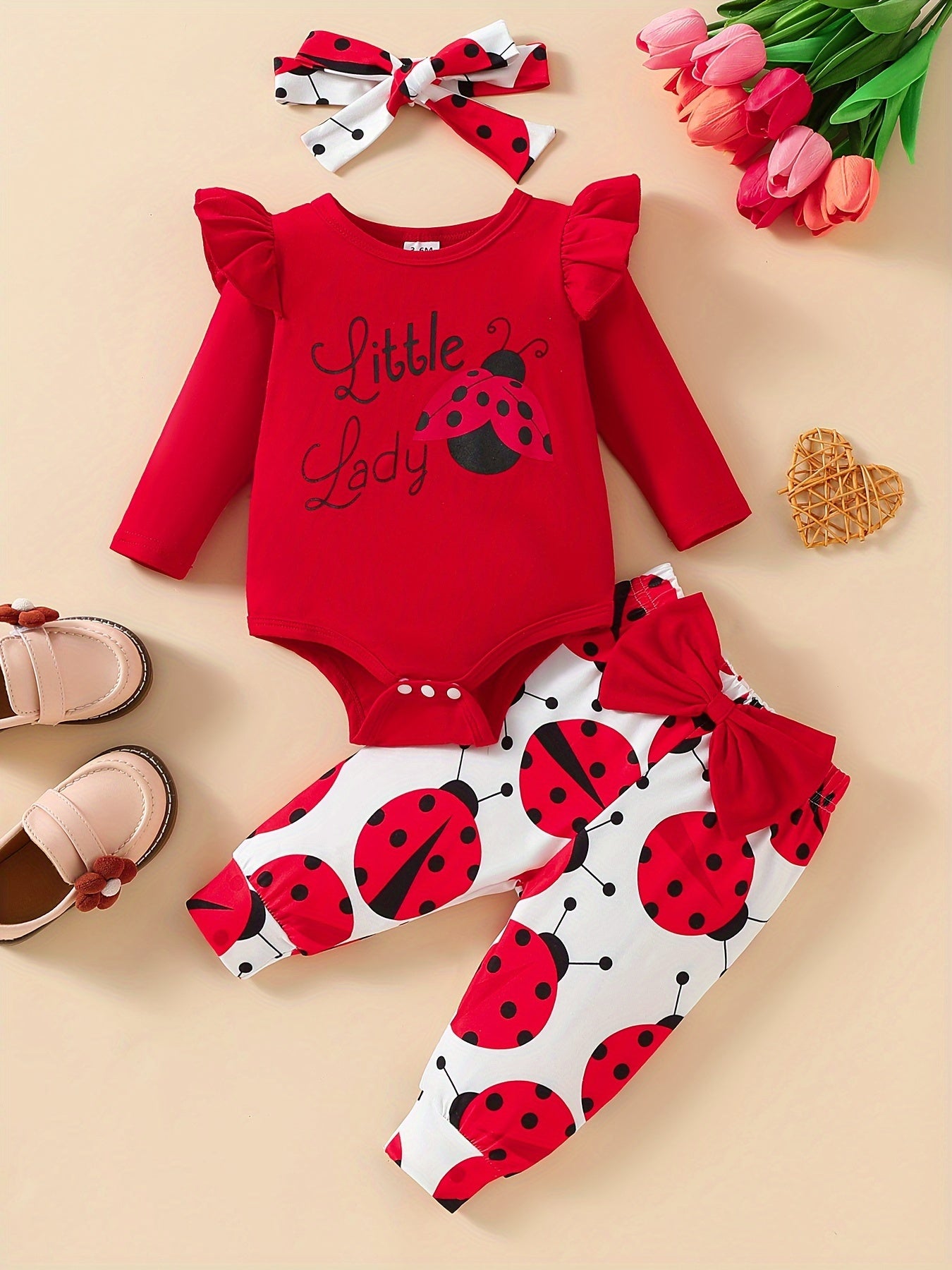Newborn Baby Girl Clothing Set Long Sleeve Animal Letter Print Spring Autumn 3-Piece