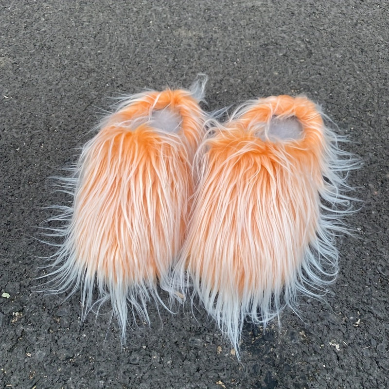 Ayollar uchun sun'iy junli uy ichki shippaklar, yumshoq mato oyoq kiyimlari bilan qulay va issiq