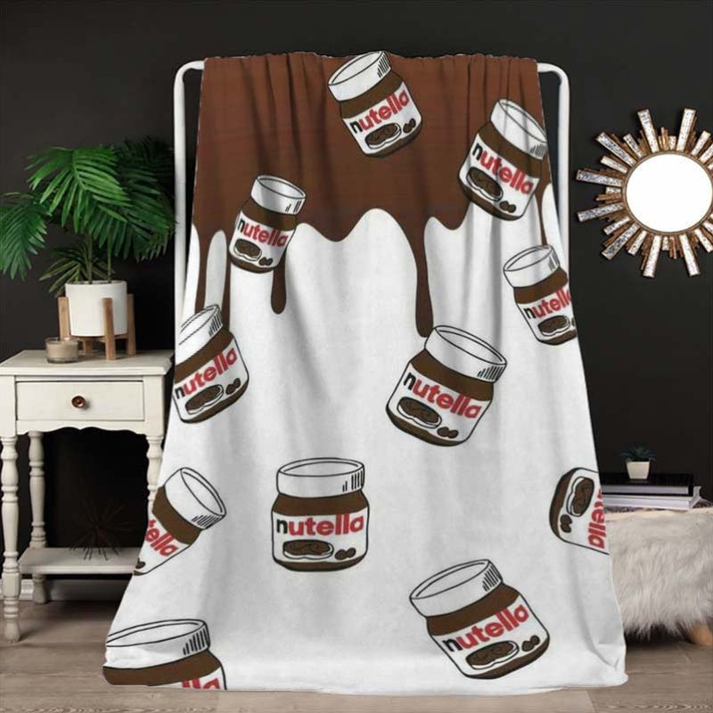 Flannel Fleece Blanket with Nutella Print Digital Design for All Seasons