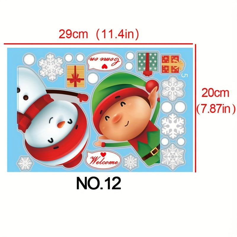Christmas Window Clings Set with Snowflake and Santa Designs for Holiday Decor