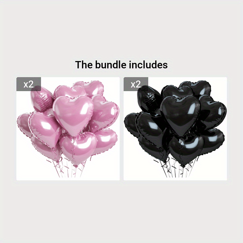 10-Pack Heart-Shaped Aluminum Foil Balloons for Valentine's Day Birthdays and Celebrations