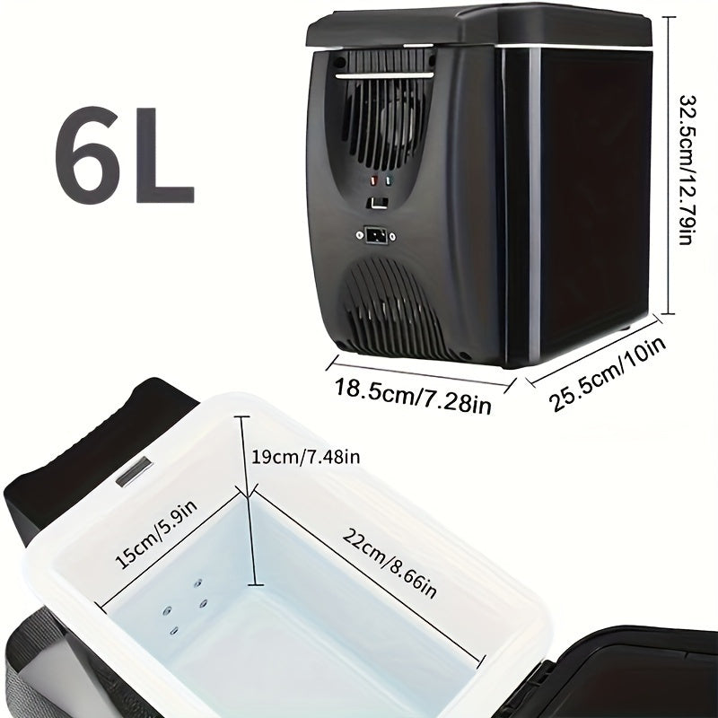 Mini Car Fridge 6L Semiconductor Cooling Compact for Road Trips Outdoor