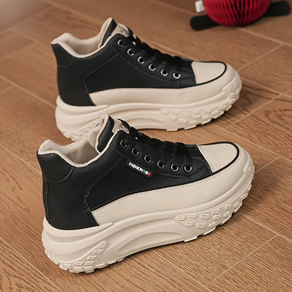 Zapatillas altas para mujer con plataforma ligera, con cordones, para todas las estaciones