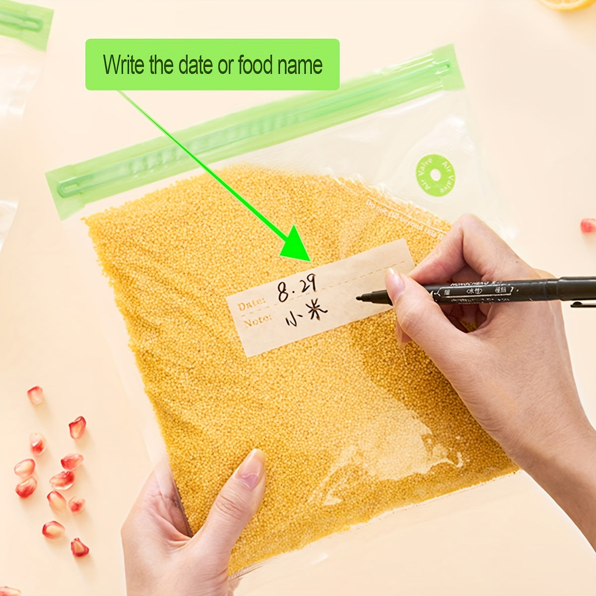 20pcs Reusable Vacuum Food Storage Bags with Airtight Zipper Seal Durable PE Transparent for Fruits