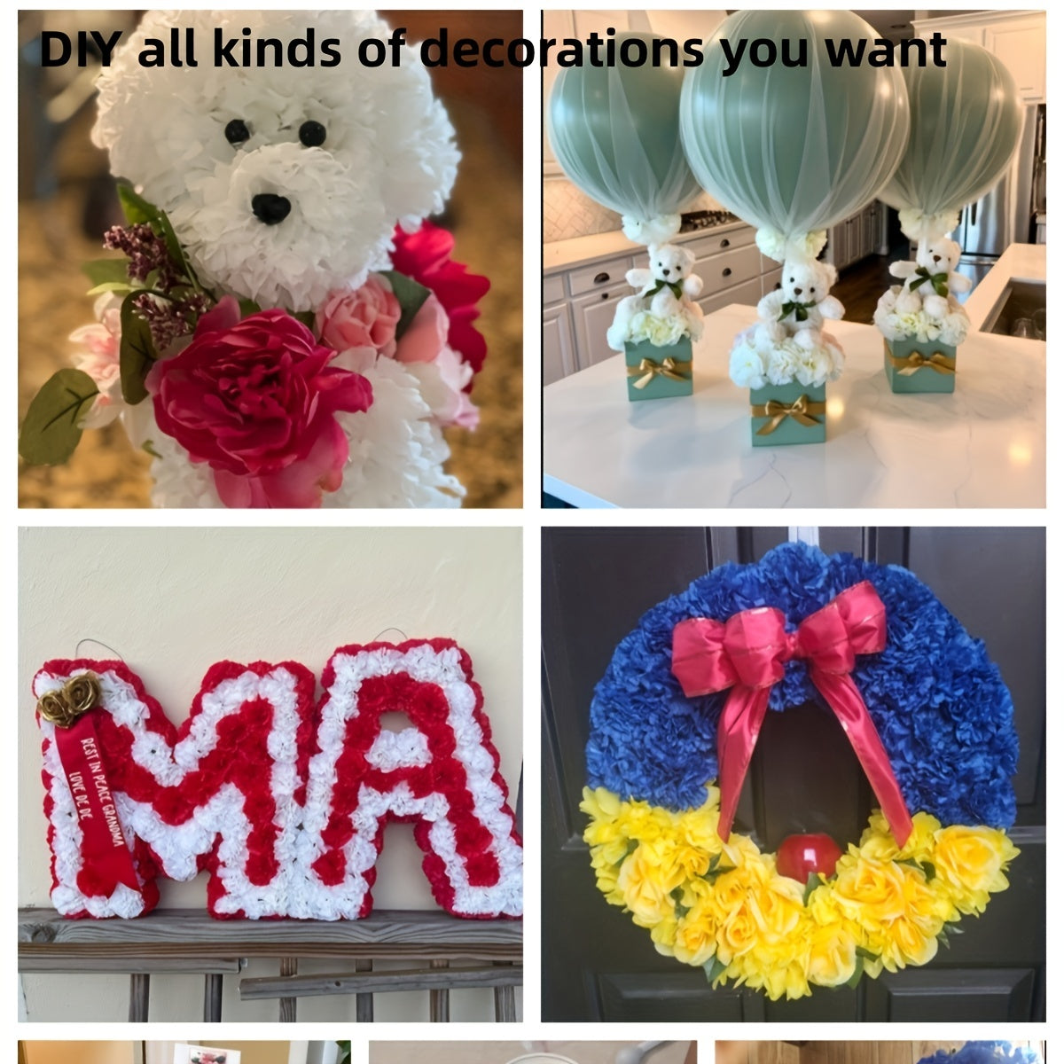 50 Pieces Silk Carnation Flowers for Wedding Decorations DIY Craft