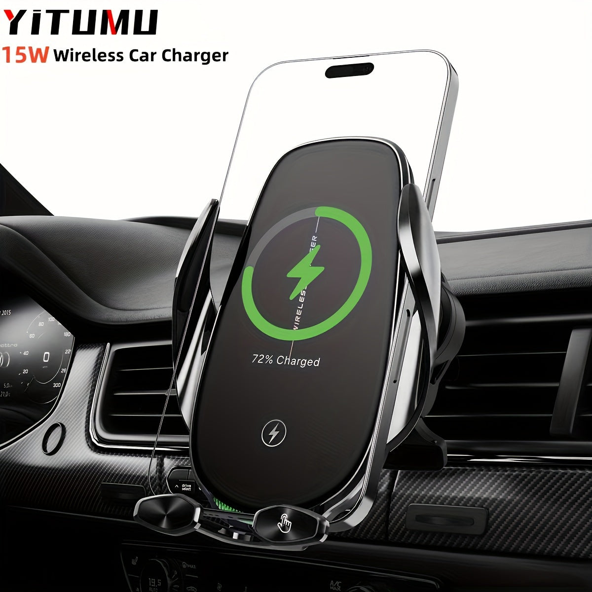 Wireless Car Charger Holder for iPhone and Samsung Galaxy 15W Fast Charging Auto Clamp Dashboard Vent Mount