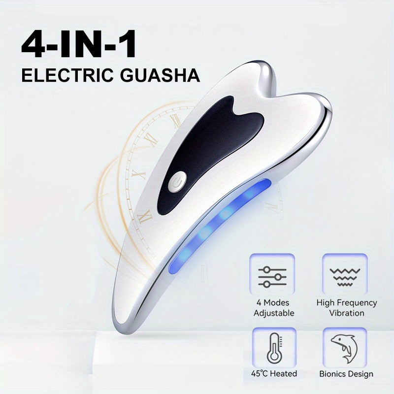 Masajeador facial eléctrico Gua Sha con calor, vibración y modo múltiple, recargable