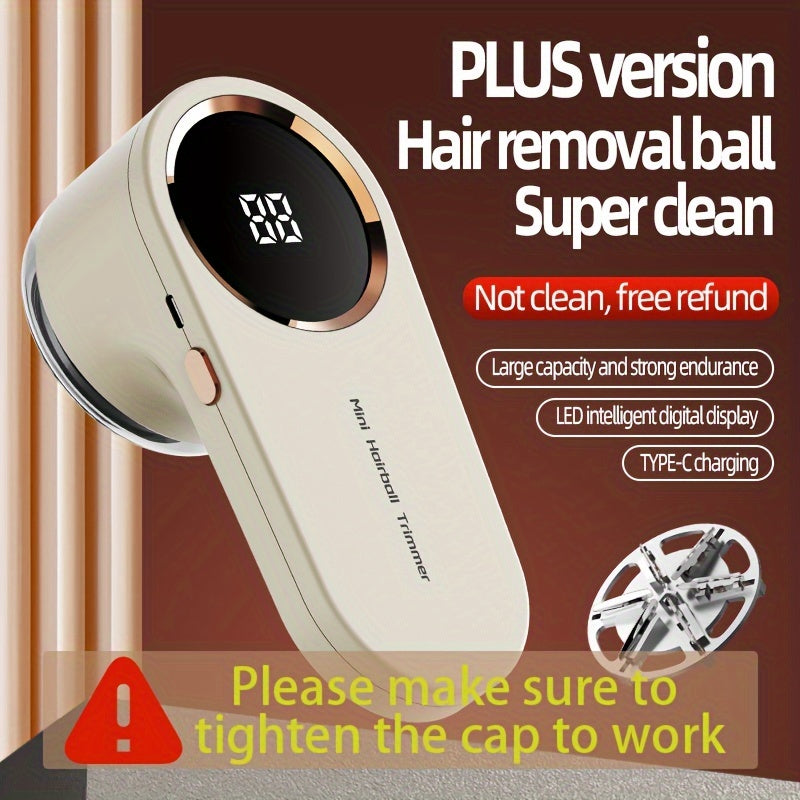 Rechargeable USB Lint Remover Ball Fabric Shaver Trimmer with Power Display for Home Travel and Grooming