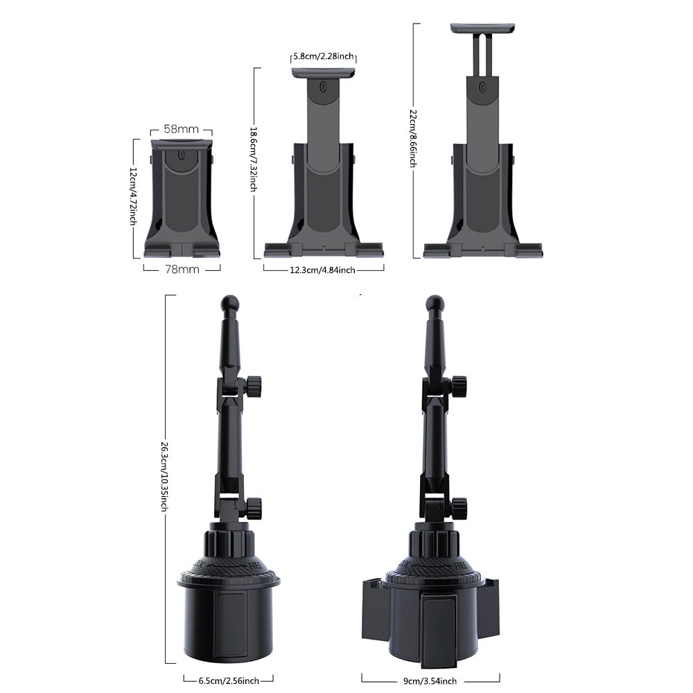 Universal Adjustable Car Cup Holder Mount for Phones and Tablets Durable ABS