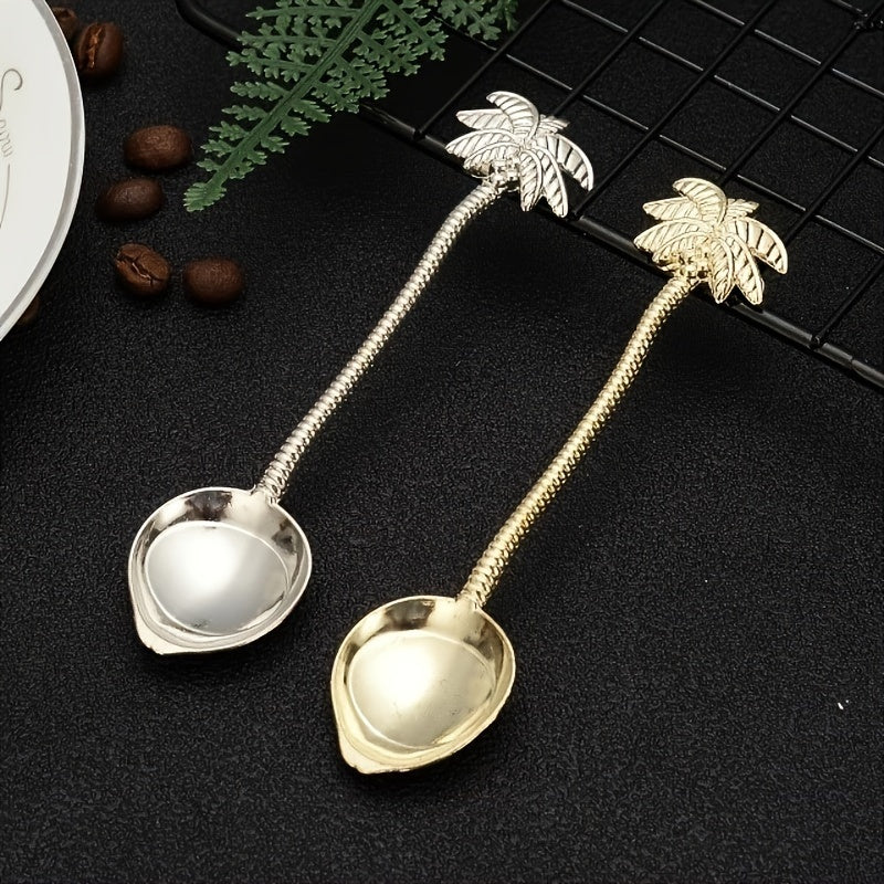 Set of 6 Tropical Coconut Palm Metal Coffee Stirring Spoons for Dining Bar Gift
