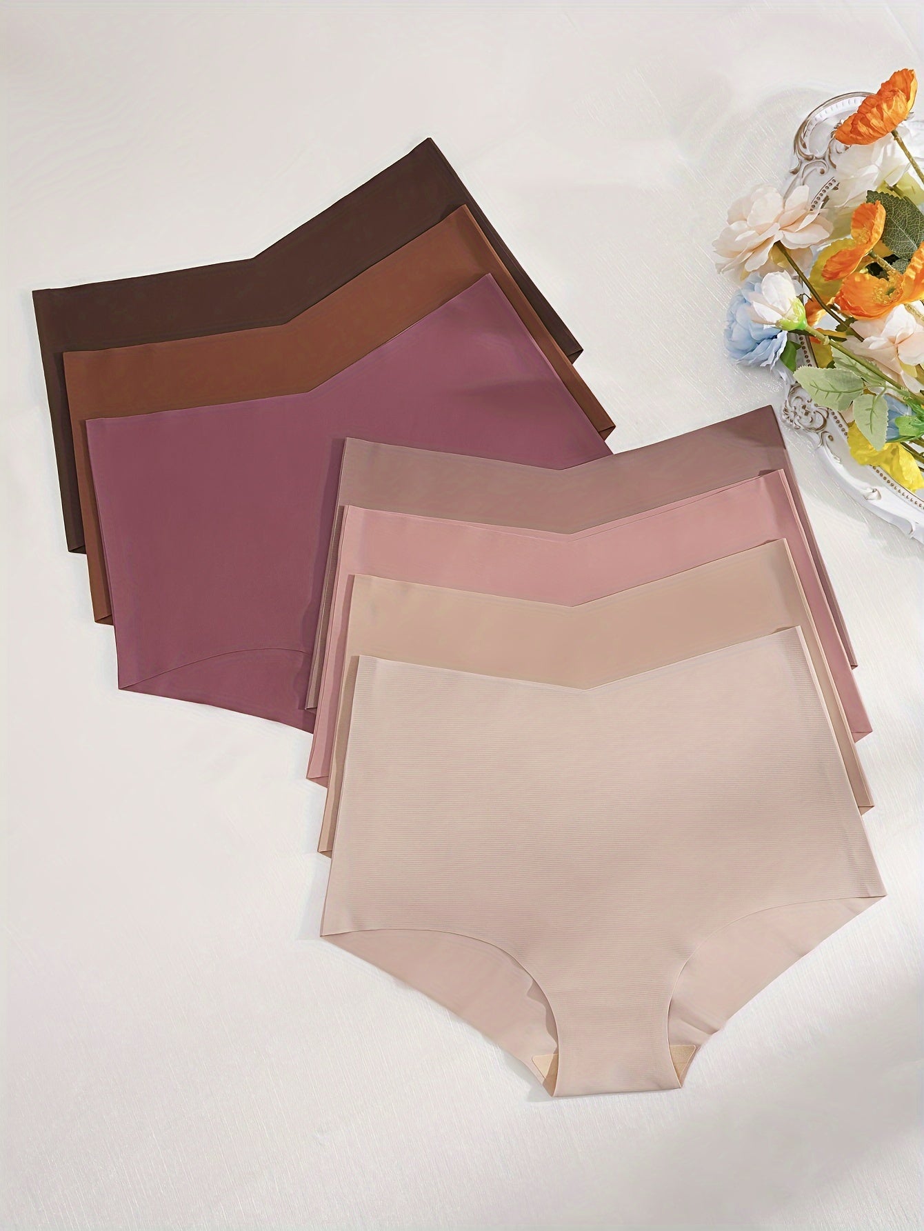 7-Piece High Waist Seamless Briefs for Women Solid Color Breathable Stretchy Underwear