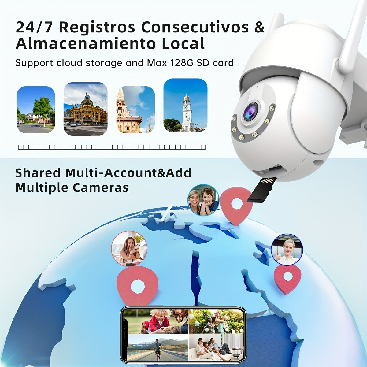 Wireless Security Camera 1080p HD Night Vision Pan Tilt Two-Way Audio Waterproof