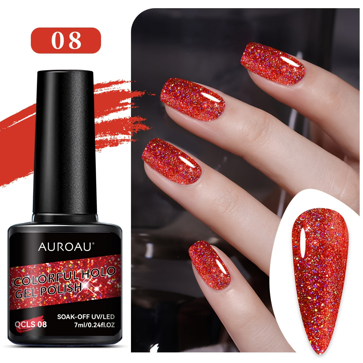 Vibrant Holographic Glitter Gel Nail Polish Long-Lasting Fast-Drying Alcohol-Free