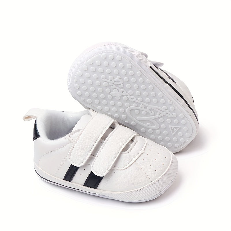 Baby Girls Striped First Walkers Sneakers Low Top Microfiber Leather Rubber Sole All-Season