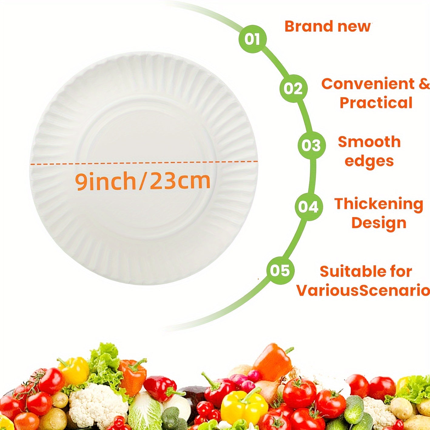100-Pack 9-Inch Uncoated Paper Plates for Parties, Snacks, BBQs, Dinners