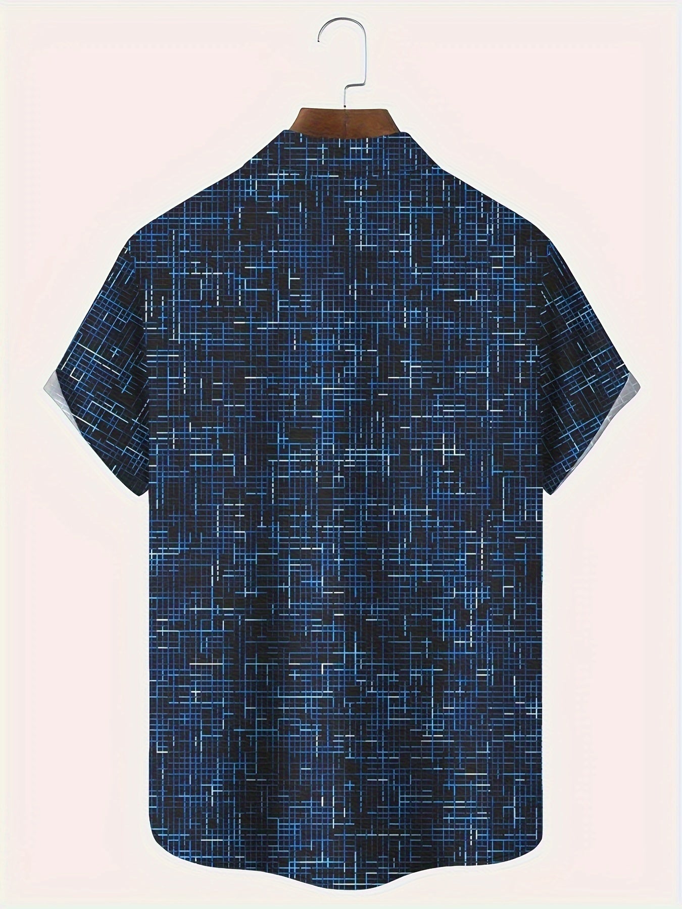 Men's Plus Size Short Sleeve Geometric Print Shirt with Button Front and Pocket