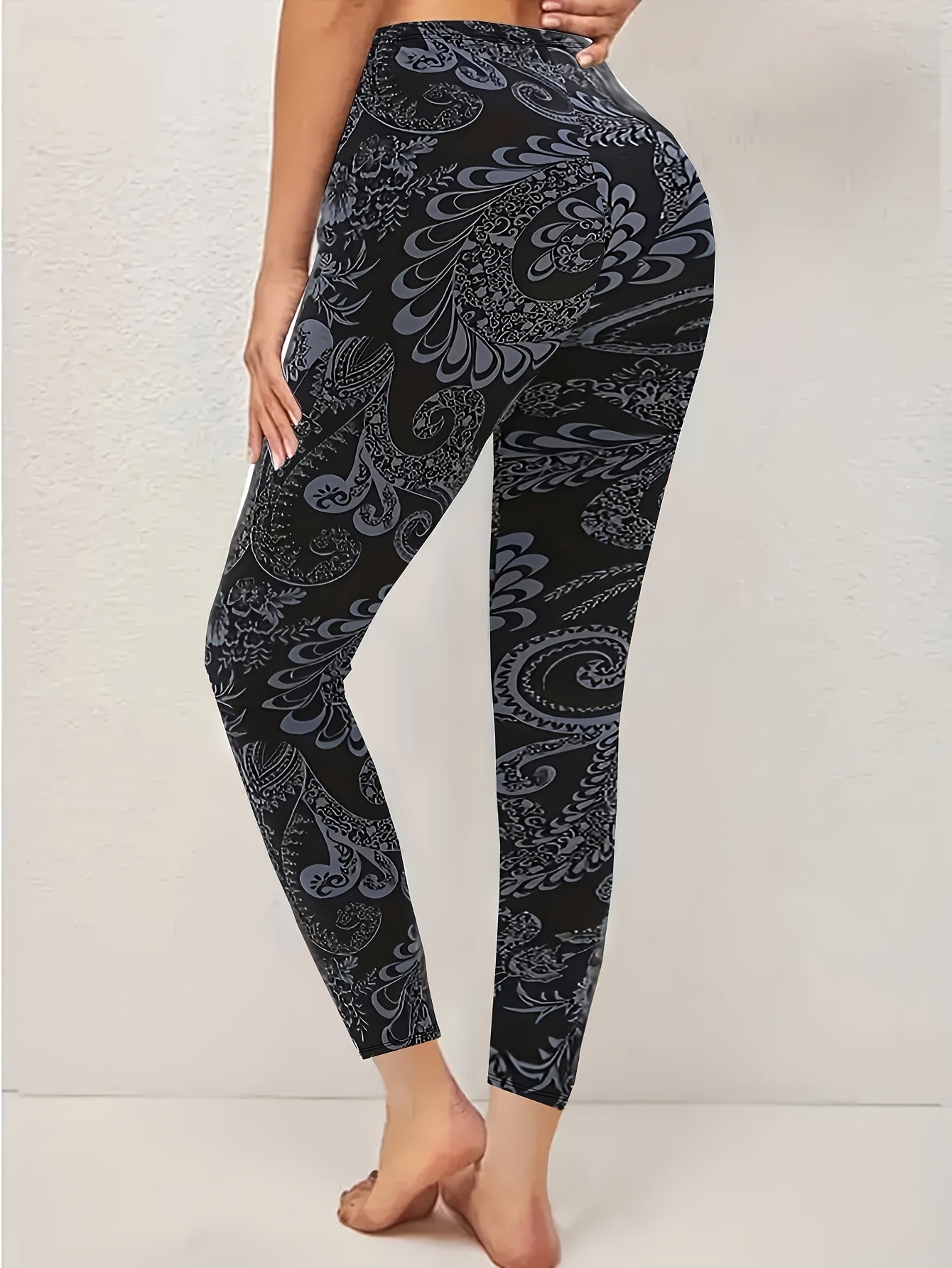 Plus Size Women's Floral Leggings - Stretchy Breathable Casual Pants