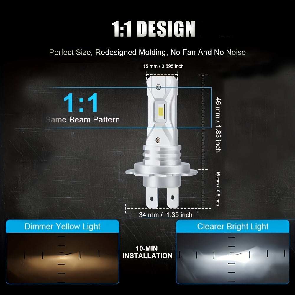 12V LED faralar to'plami 6000K oq yorug'lik H7 tuman chiroqlari uchun avtomobillar