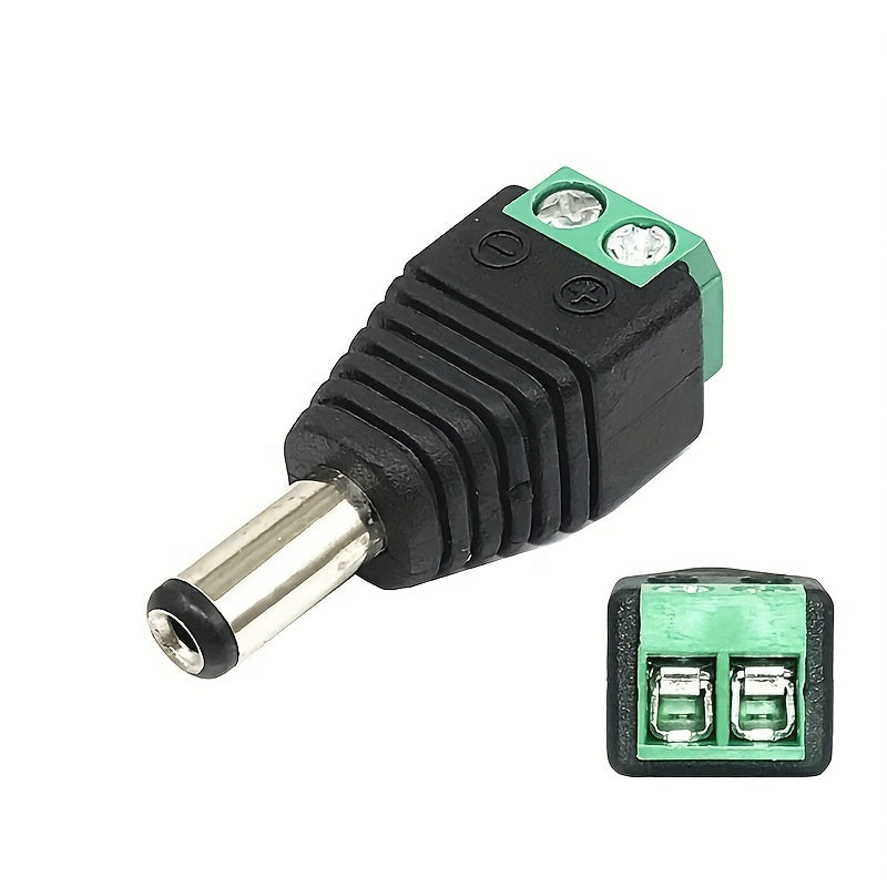 2pcs DC Power Connectors Male to Female 5.5mm x 2.1mm for LED Lights CCTV Cameras