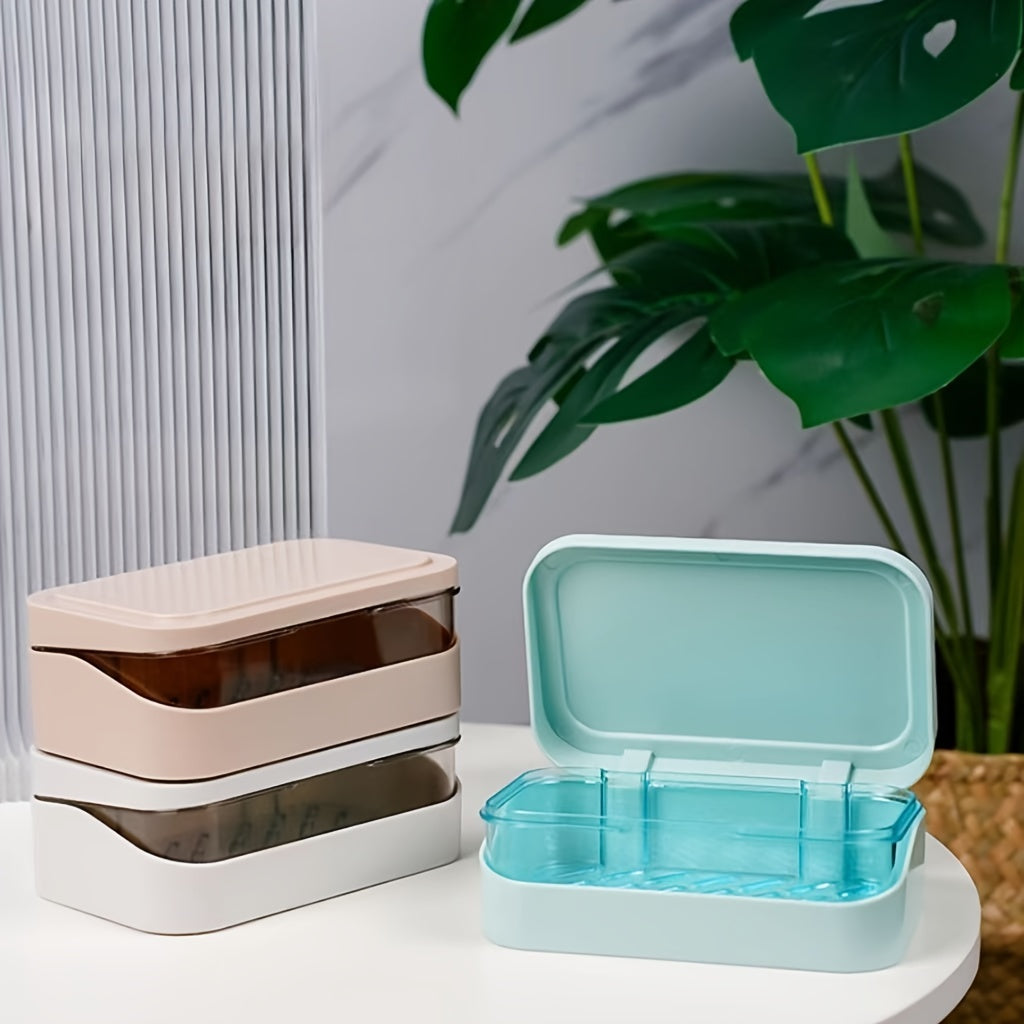 Dispensador de jabón con tapa de doble capa y vertido, para baño, cocina, viajes, fácil de limpiar