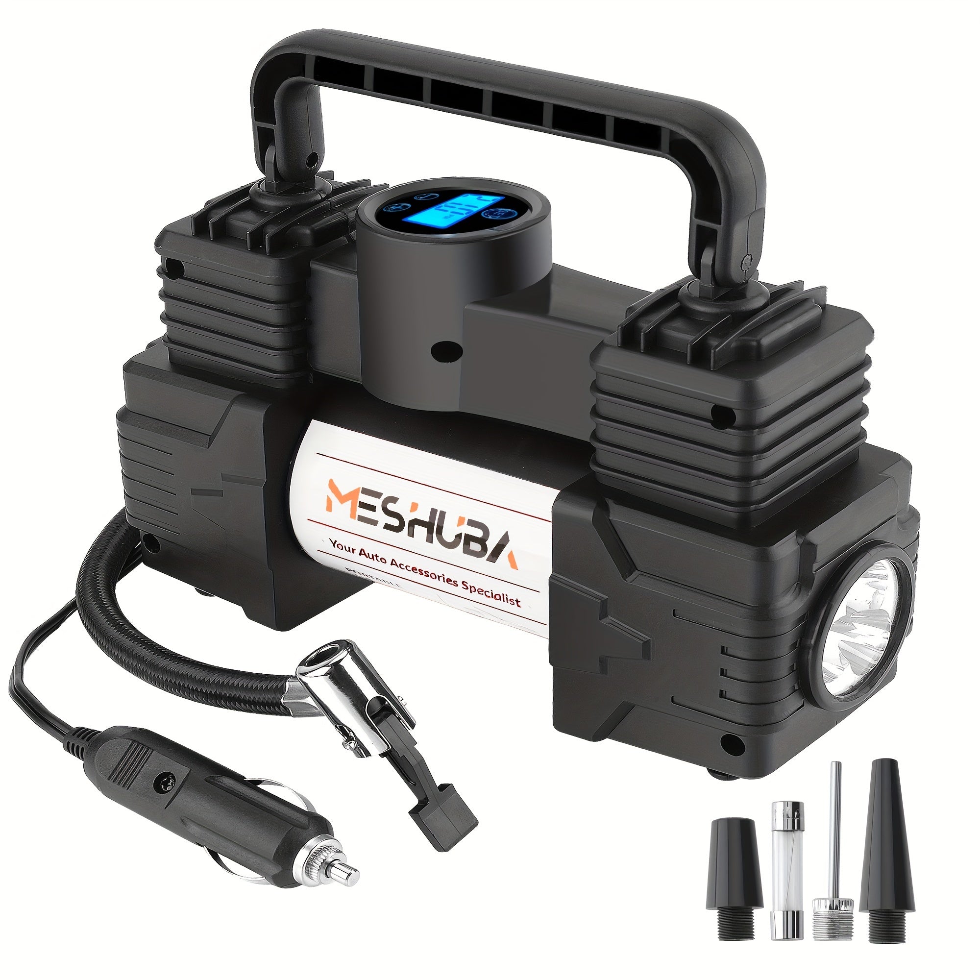 12V Portable Tire Inflator Air Compressor with Digital Gauge LED Light for Car Bike Motorcycle