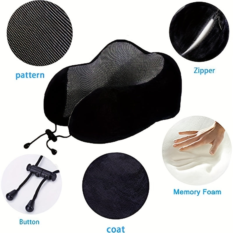 U-Shaped Memory Foam Neck Pillow for Travel Support Airplane Cervical Comfort