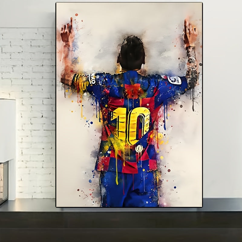 Vibrant Football Star Canvas Poster Modern Home Decor Sports Enthusiasts Portrait Artwork