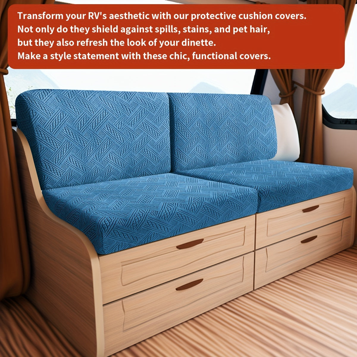 2-Piece Boho Style RV Sofa Cover Set Dust and Pet Scratch Protection Machine Washable