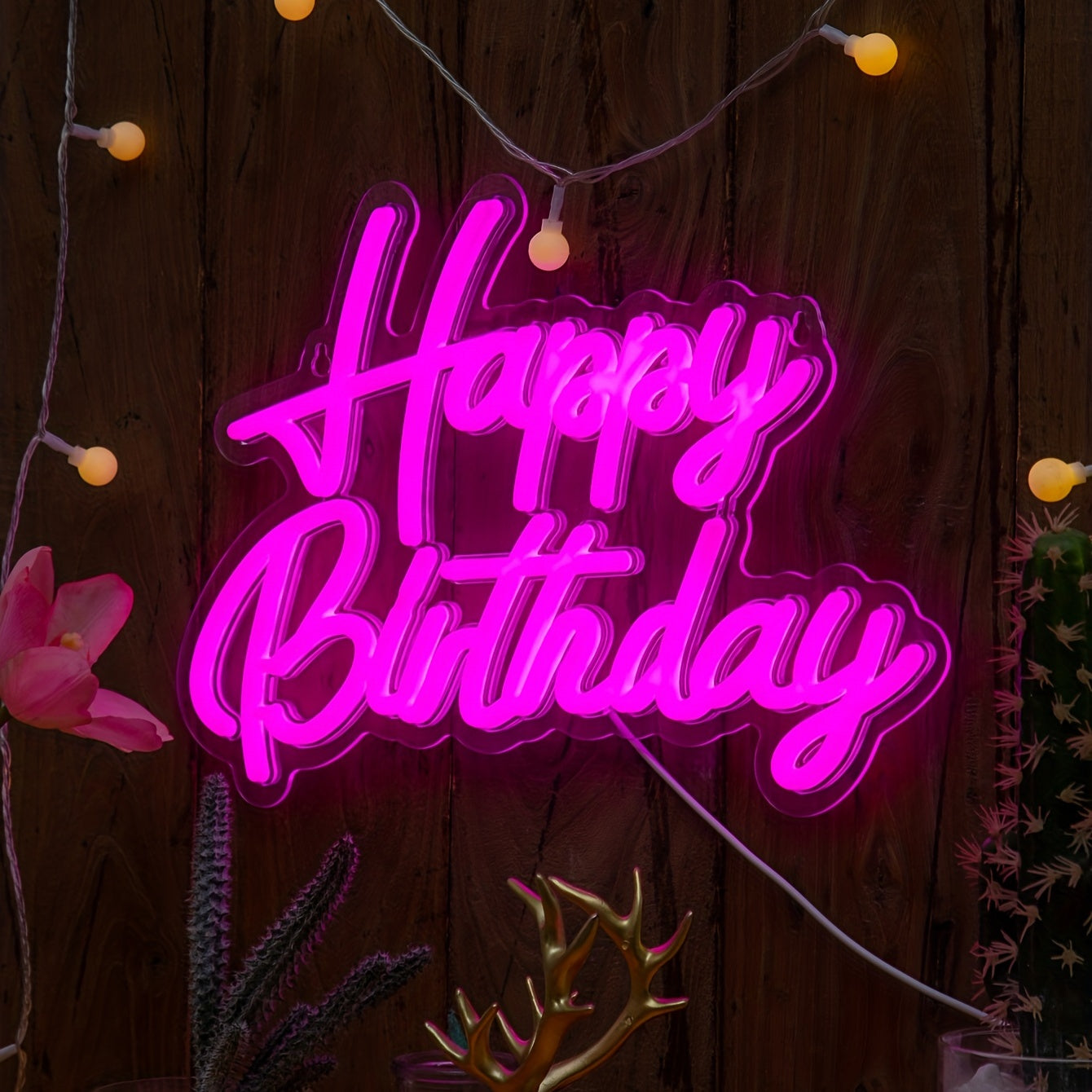 Neon Sign USB-Powered Wall Light for Birthday Party Decor