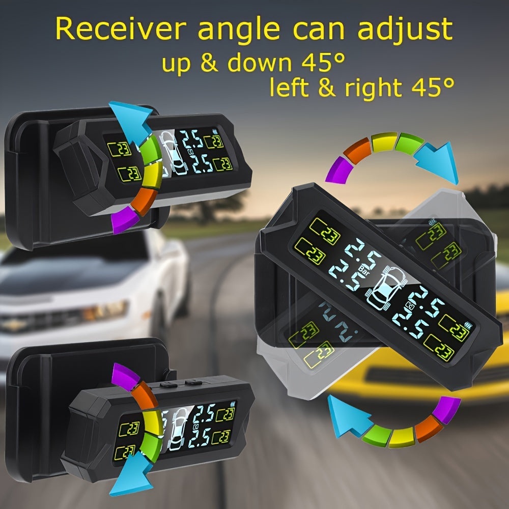 Wireless External Tire Pressure Monitoring System with Solar Bracket for Vehicles