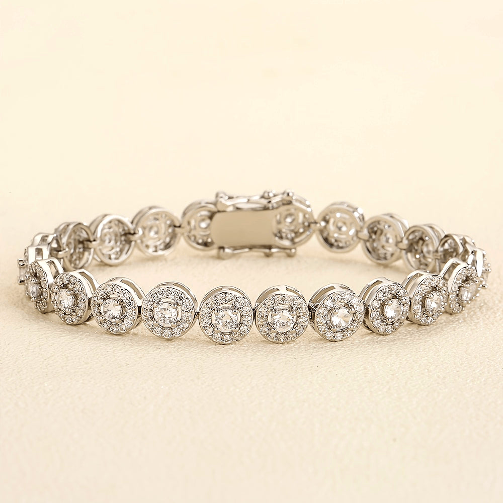Women's Tennis Bracelet with Zirconia, Copper, Elegant Jewelry for Casual and Formal Wear