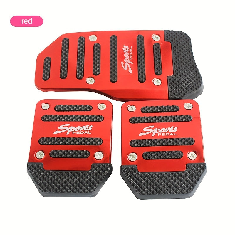 Set of 3 Aluminum Alloy Car Pedal Pads Anti-Slip for Accelerator and Brake