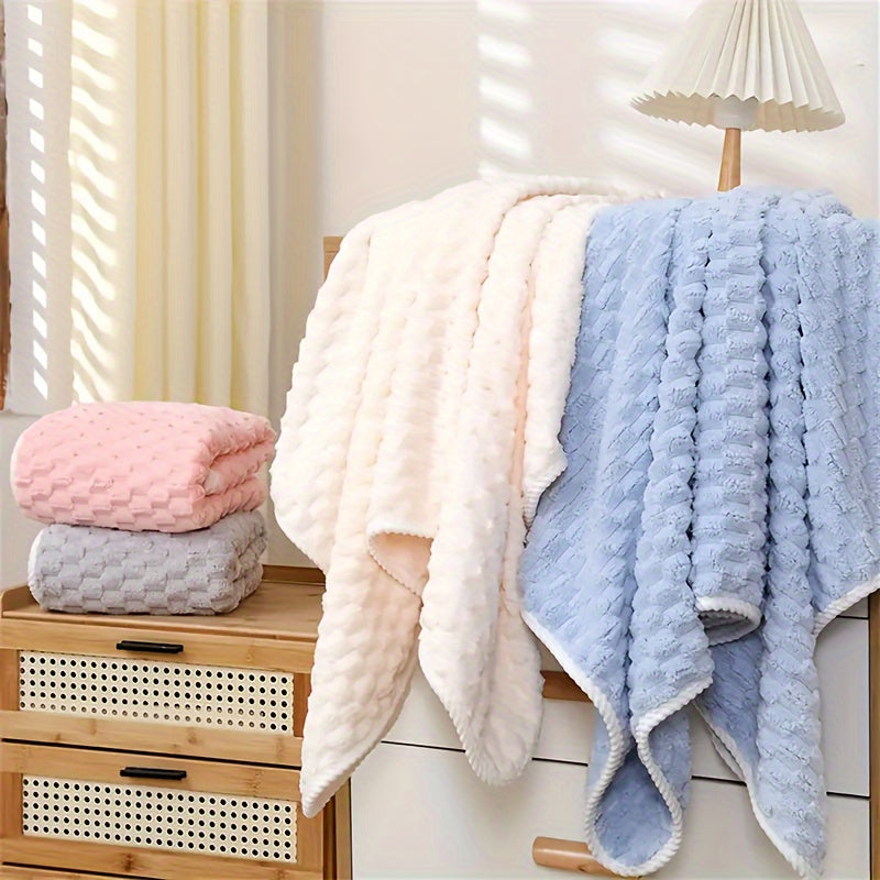 4pc Waffle Weave Towel Set Microfiber Quick-Dry Soft Durable Geometric Pattern