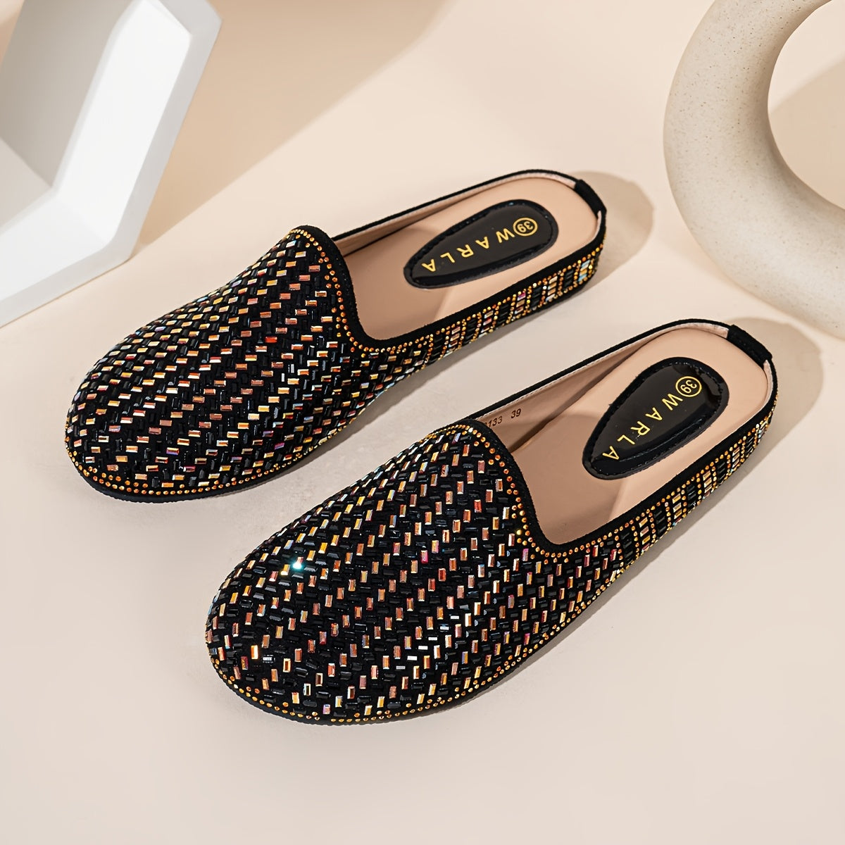 Women Geometric Rhinestone Slip-On Flats Comfortable Casual Shoes