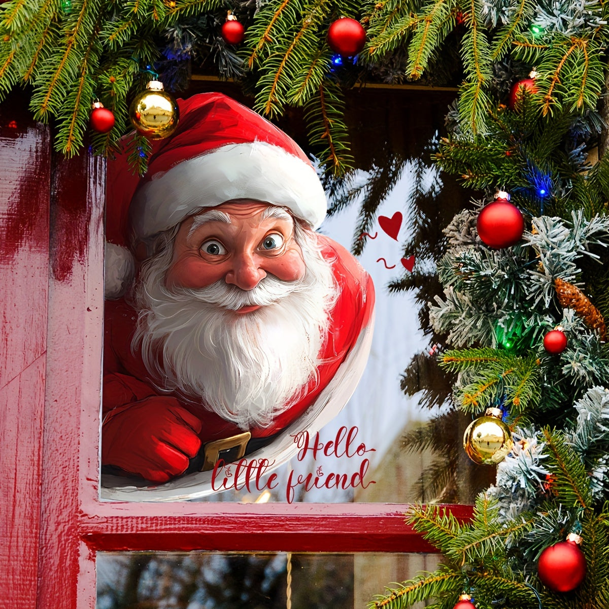 Christmas Window Sticker Double-Sided Santa Claus 20x30cm Silk Glass Material