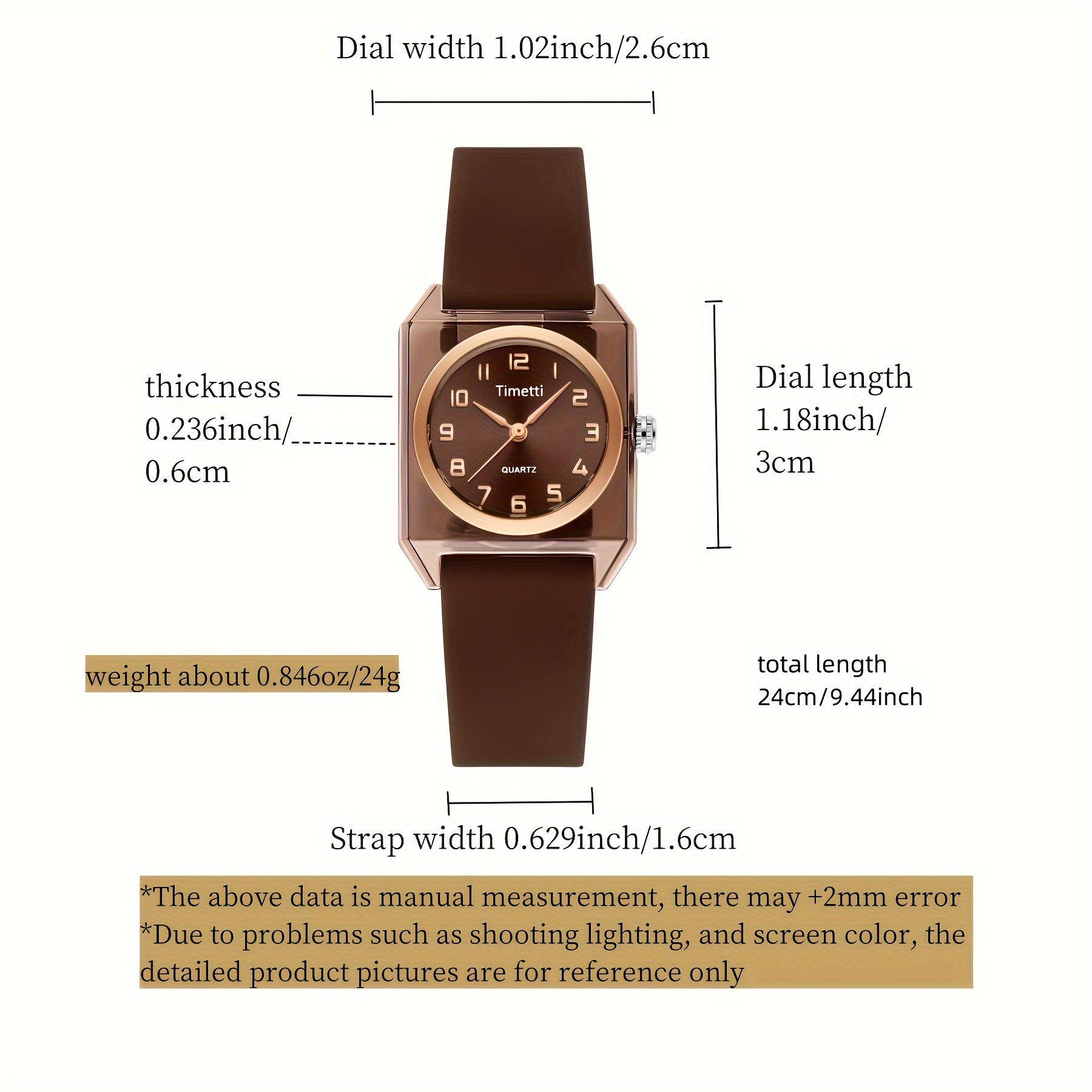 Women's Quartz Watch Vintage Square Dial Silicone Band Easy to Read