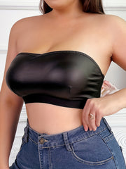 Ayollar uchun kattaroq o'lchamli porloq binafsha rangsiz strapless, tikisiz bra