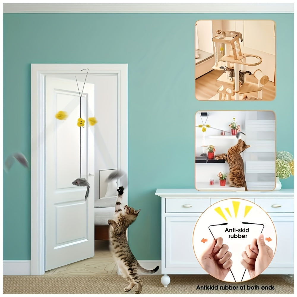 Adjustable Plush Cat Teaser Toy with Interactive Hanging Design for All Breeds