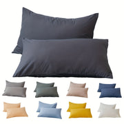 Set of 2 Microfiber Pillowcases Solid Color Breathable Machine Washable