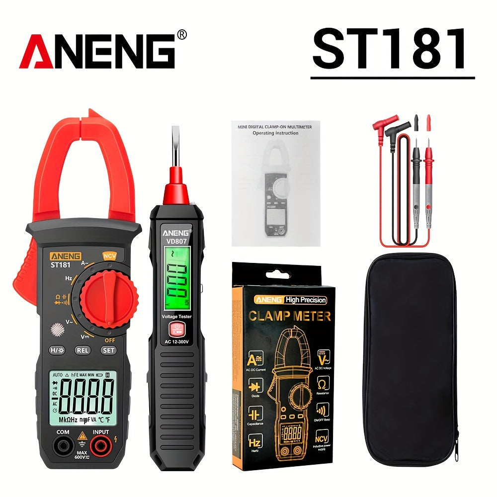 ANENG ST181 Ma'lumotlarni ko'rsatish raqamli qamchi o'lchagichi AC tok uchun, DC/AC voltaj uchun multimetre, ammetre, voltaj tester, Amp, Hz, sig'im, NCV, Ohm
