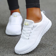 Women's Mesh Sneakers Casual Lace-Up Low Top Shoes Solid Color All-Season Comfort