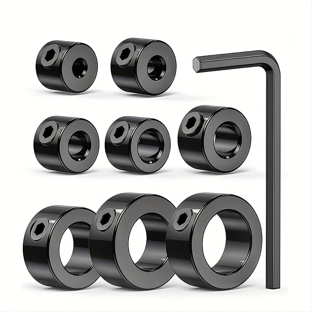 9PCS Adjustable Drill Depth Stop Rings with Allen Wrench for Metal Drilling