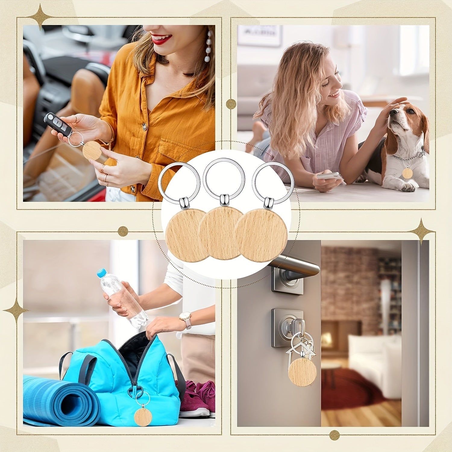 20 ta Yog'och Kalit Zanjiri Bo'shliqlari to'plami DIY Hunarmandchilik uchun, DIY Kalit Zanjirlarini, Rojdestvo Pendantlarini, Devorga Osiladigan Narsalarni va Sumka Bezaklarini Yaratish uchun Dumaloq Yog'och Kalit Zanjiri Bo'shliqlari