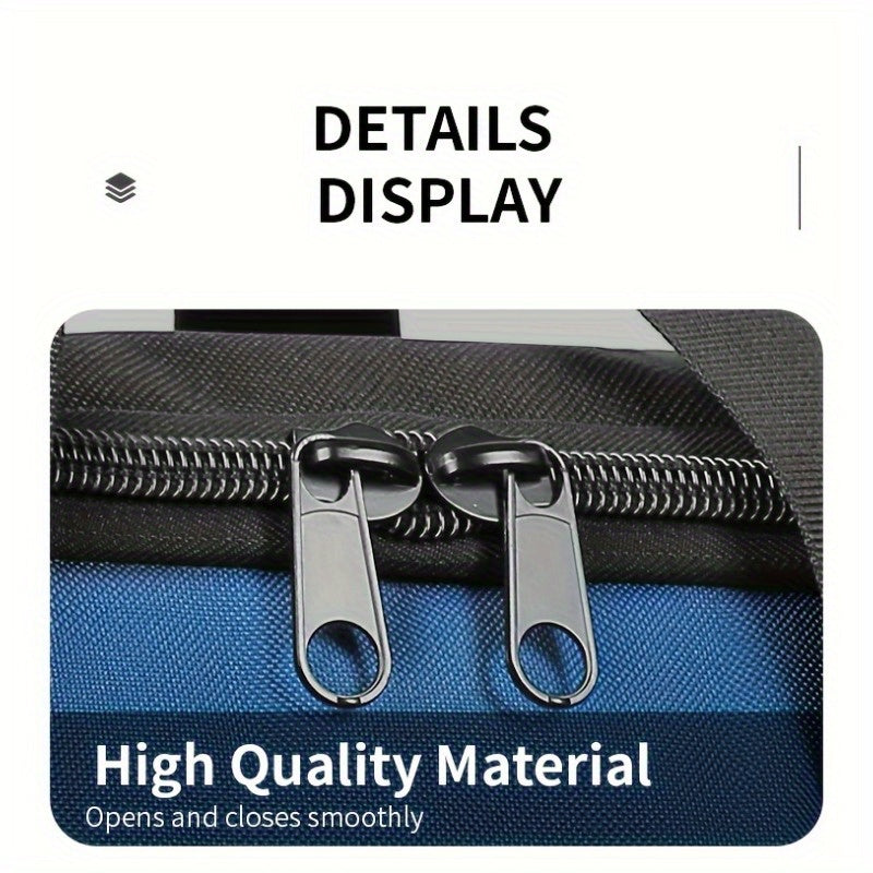 Blue Waterproof Heavy-Duty Tool Bag with Wide Mouth and Organized Storage