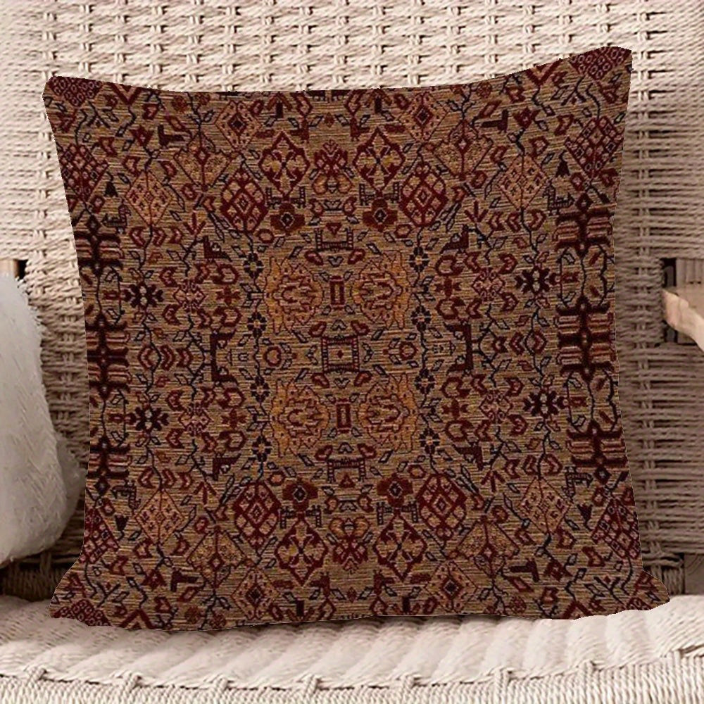 Bohemian Style Golden Brown Double-Sided Pillow Cover 45x45cm Decorative Cushion Cover for Sofa Bedroom