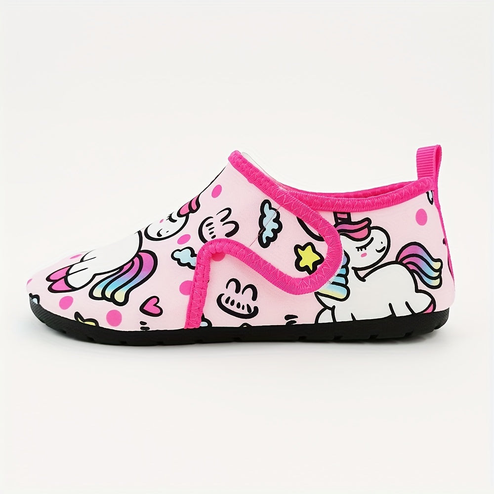 Детские летние водные тапочки с мультяшным принтом, легкая быстро сохнущая ткань, верх из ТПР, подошва из ТПР