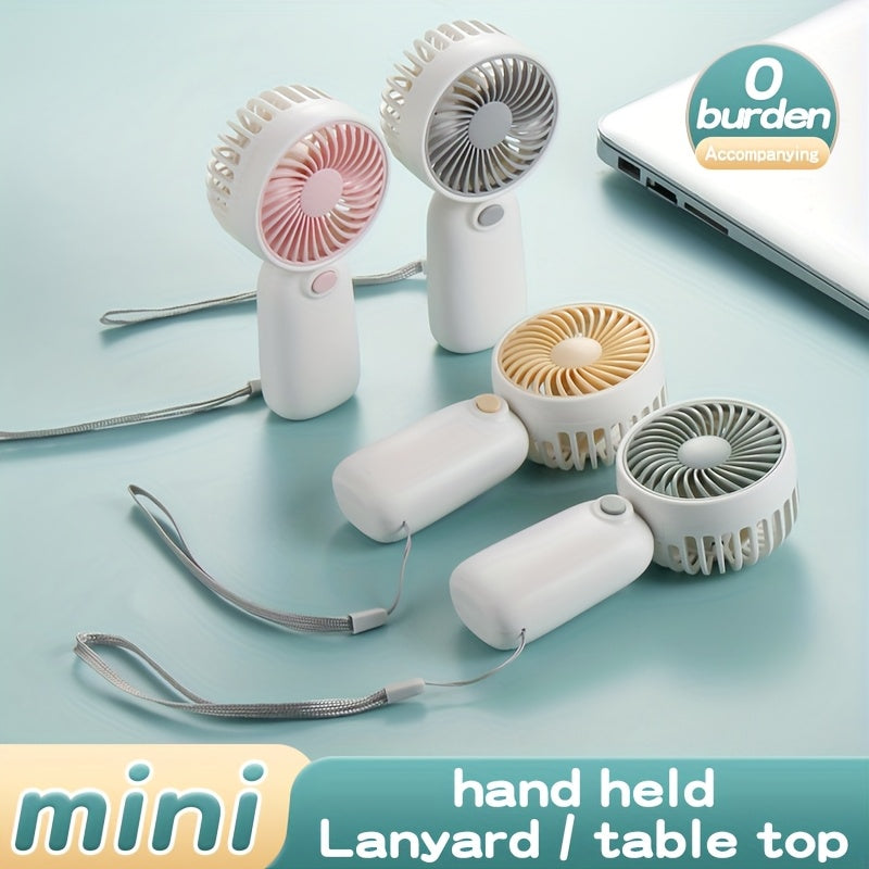 Portable Handheld Fan with Multi-Color Blades, Lightweight Plastic, Battery Operated for Office Travel Camping